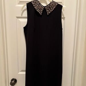 Betsey Johnson Elegant Black Dress with Embellished Collar